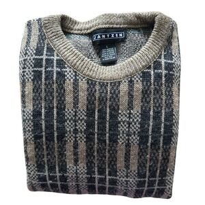 Vintage Jantzen Plaid‎ Knit Sweater – Crewneck Pullover – Size Large  – Retro